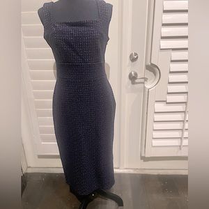 Banana Republic B&W checkered midi bib dress.